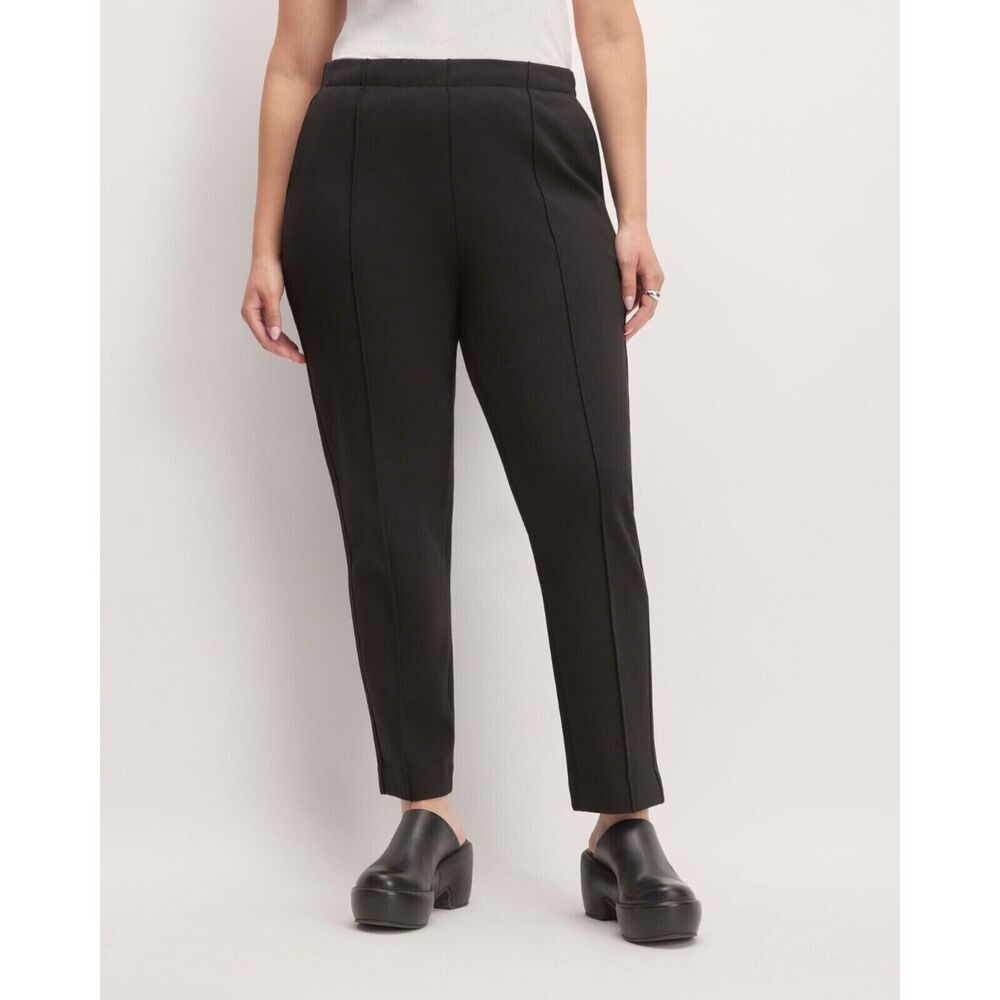EVERLANE The Dream Pant S Black Cotton Blend Pleated Pull On Seamed NWT B32